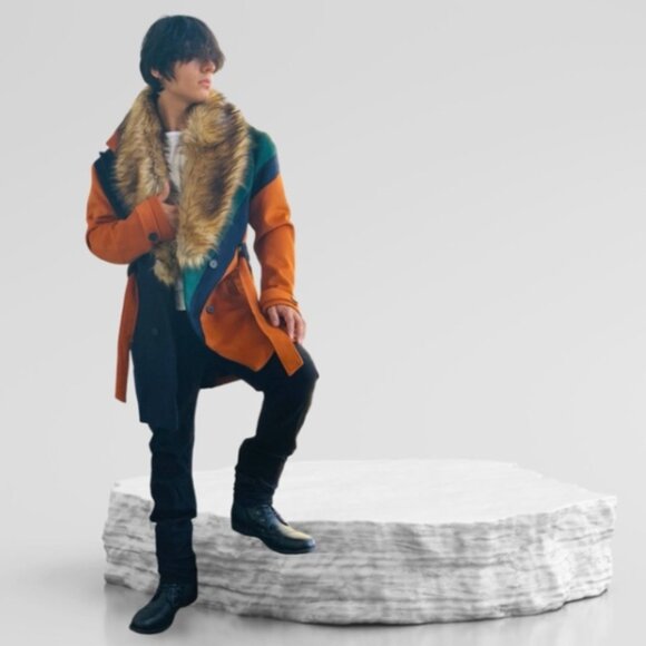 Men’s Rust | Navy | Green Double Breast Coat NWT - Picture 4 of 9